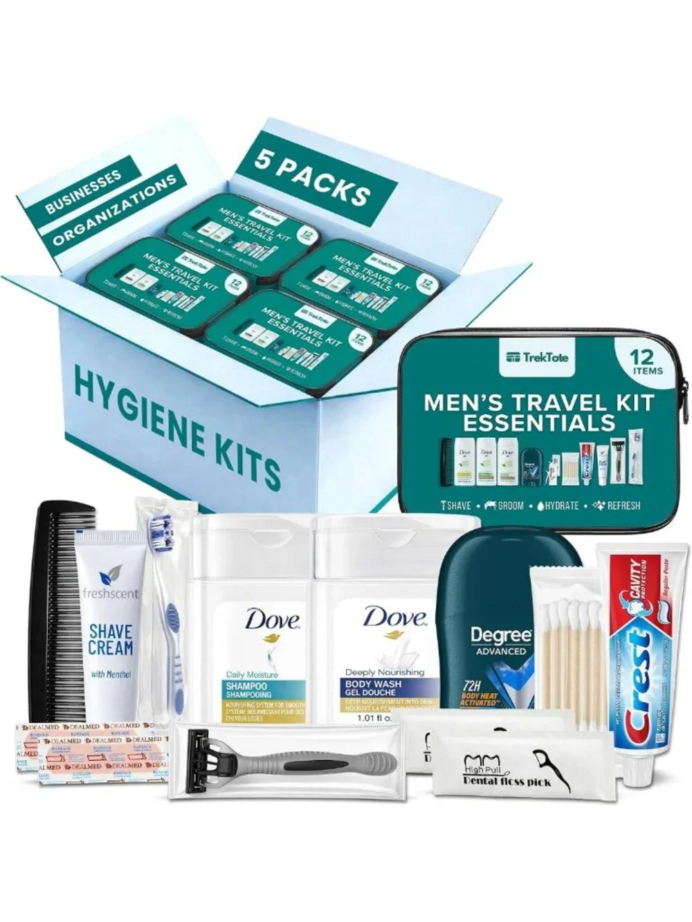 Premium Men's Hygiene Kits - 5 Pack Care Package for Outreach & Essentials